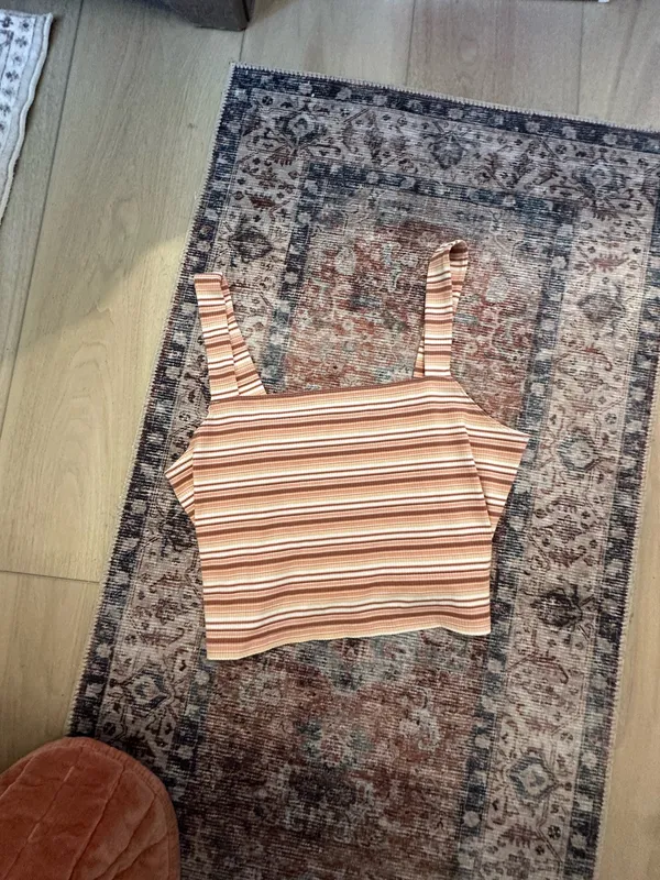 American Eagle Outfitters Stripped Square Neck Crop Top - Image 2