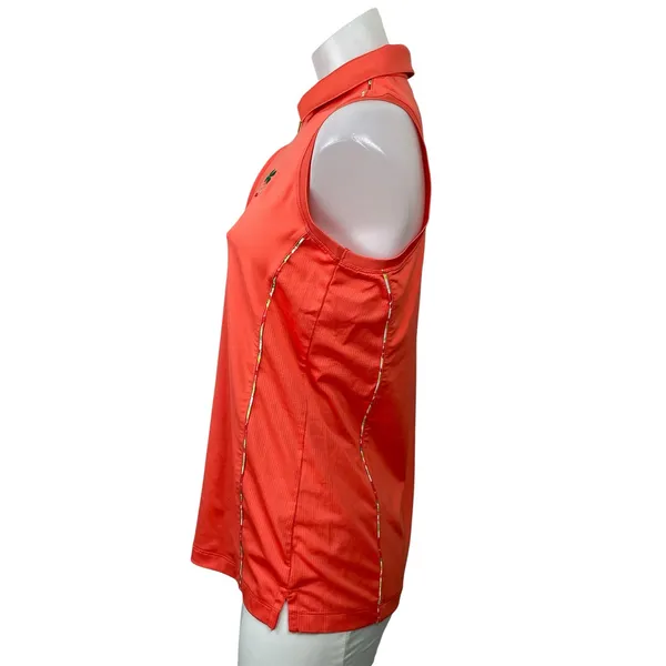 Peter Millar Women Coral Sleeveless 1/4 Zip Collared Tennis Athletic Tank Top M - Image 2