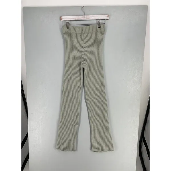 Sincerely Jules Womens Knit Pants Sage Green Ribbed Loungewear Medium - Image 3
