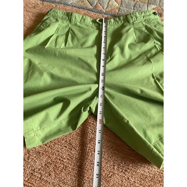 Vintage Ivy Crew Women’s High-Rise Pleated Green Shorts Bermuda Size 36 - Image 9