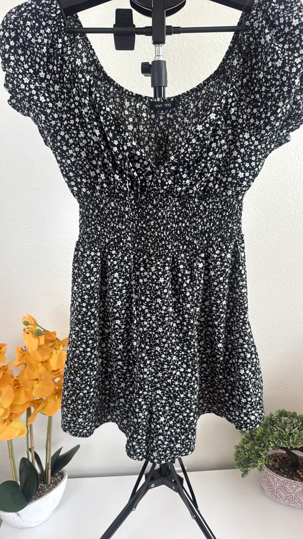 Love Tree Romper Floral Black Women’s - Image 6