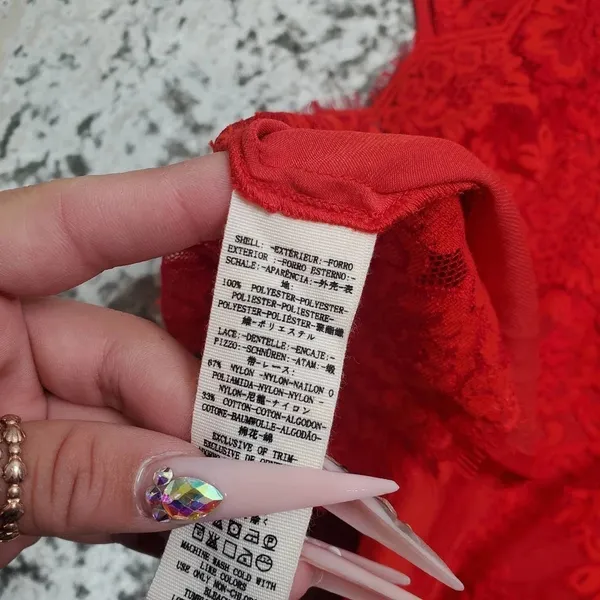 Free People Red Lace Sheer Tied To You‎ Tank Top - Image 4