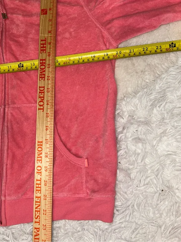 New York Laundry terry cloth dark pink 3/4 sleeve hoodie Y2K woman’s XL - Image 5