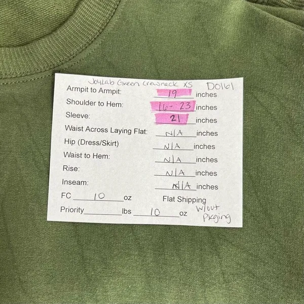JoyLab Crew Neck Active Sweatshirt Thumbholes Size XS Women’s Green - Image 11