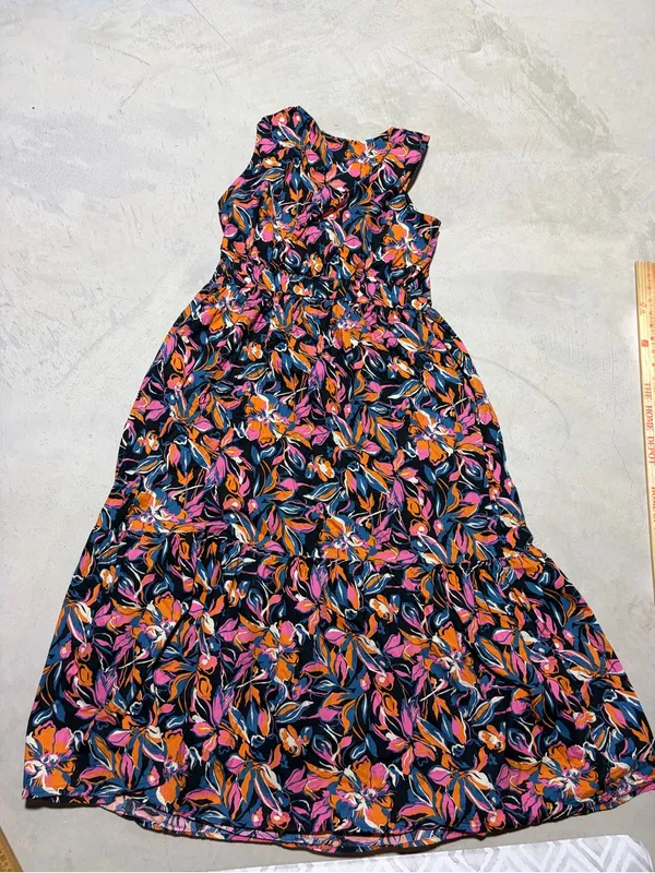 French Connection orange pink blue Floral Twist-Front Maxi Dress XL - Image 5