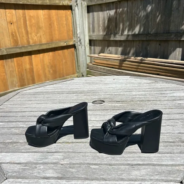 Open Edit Kaia Knot‎ Platform Sandals in black size 6.5 fall baddie alt summer - Image 4