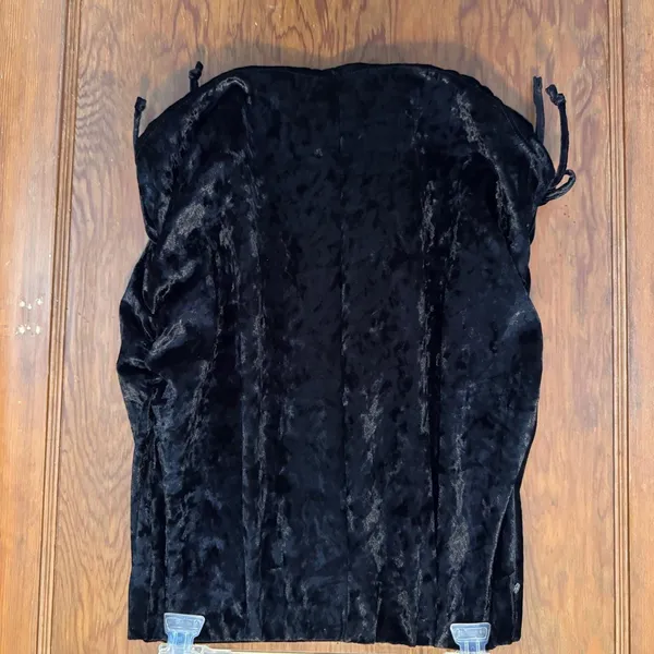 Vintage Y2K Black Velvet Mini Skirt Ruched Witch Whimsigoth Fairy Goth Rave‎ XL - Image 5