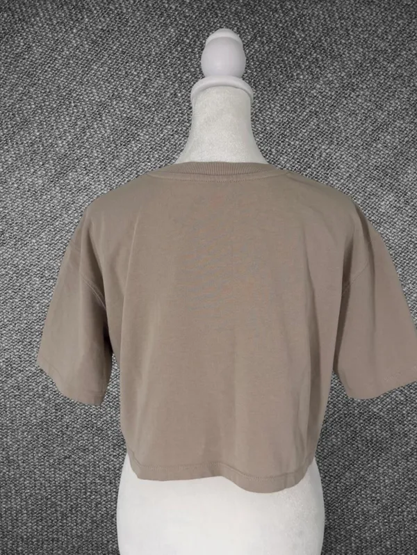 Zara Taupe Cropped Boxy T-Shirt Size Small - Image 8