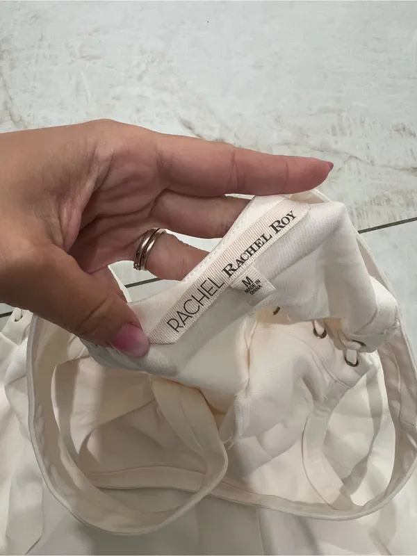 RACHEL Rachel Roy White Lace Up Side Dress Size Medium - Image 4