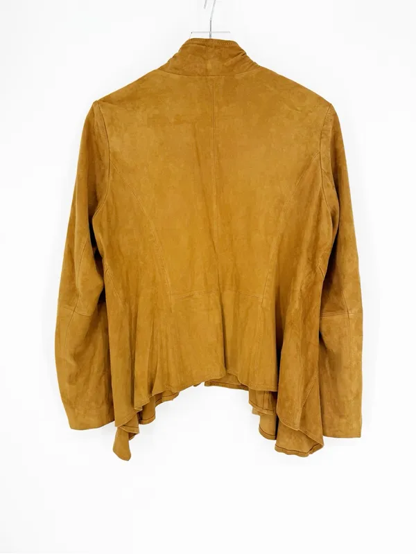 Coldwater Creek 100% Leather‎ Open Front Jacket Women's S Tan Western Boho - Image 3