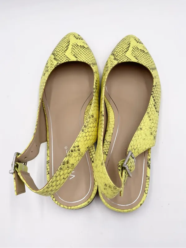 Vionic Jade Slingback Mules Yellow Leather Snakeskin Women's Size 8 Pointed Toe - Image 9