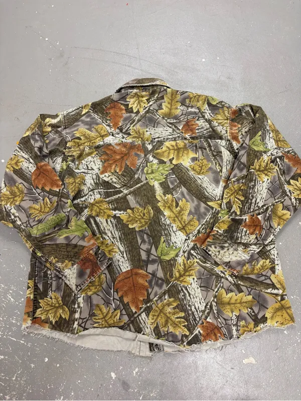 Vintage Master Sportsman Camo Button Up Shirt Womens XL Raw Hem Real Tree Leaves - Image 6