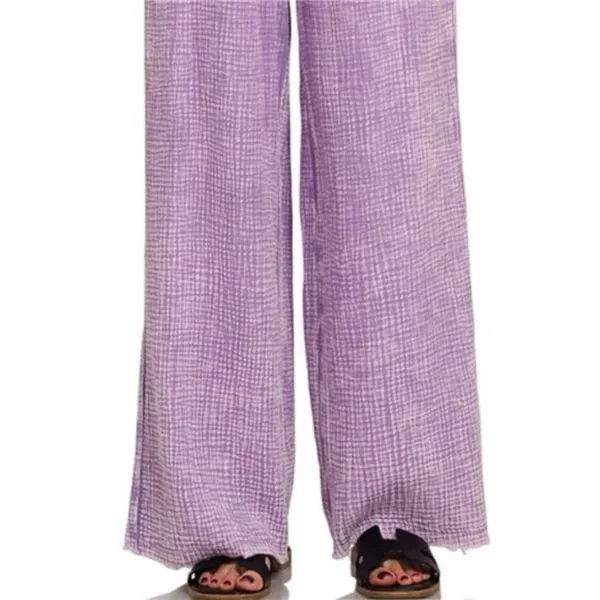 Zenana Washed Double Gauze Elastic‎ Band Waist Pants - Image 3