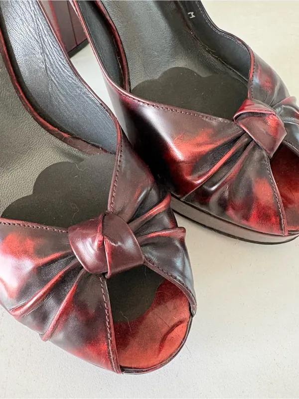 Stuart Weitzman Y2K Red Pumps Sandals Platform Extra High Heels Women’s Size 6 M - Image 4