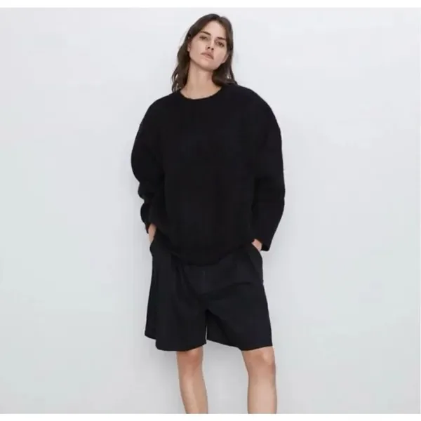 ✨Black Zara Oversized Chunky Knit Crew Neck Long Sleeve Sweater✨ - Image 2