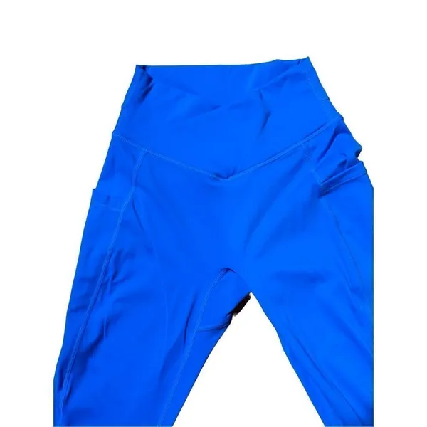 Womens bright blue full‎ length leggings athletic pants sz Small - Image 5