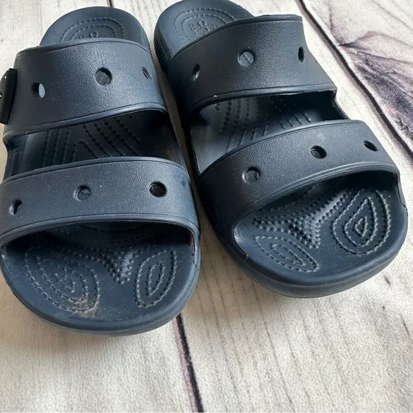 Crocs‎ Classic Unisex Navy Blue Slide Foam Cushion Footbed Women's 6 Men/Youth 4 - Image 3