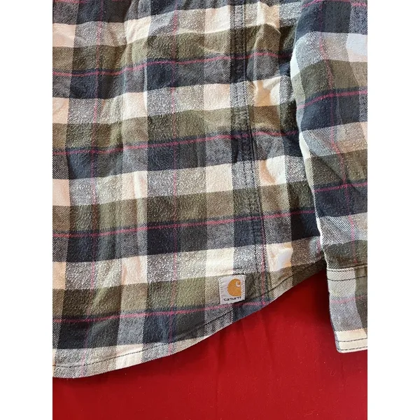 Carhartt Women’s Multicolor Long Sleeve Flannel Button Check Shirt Sz M (8-10) - Image 2