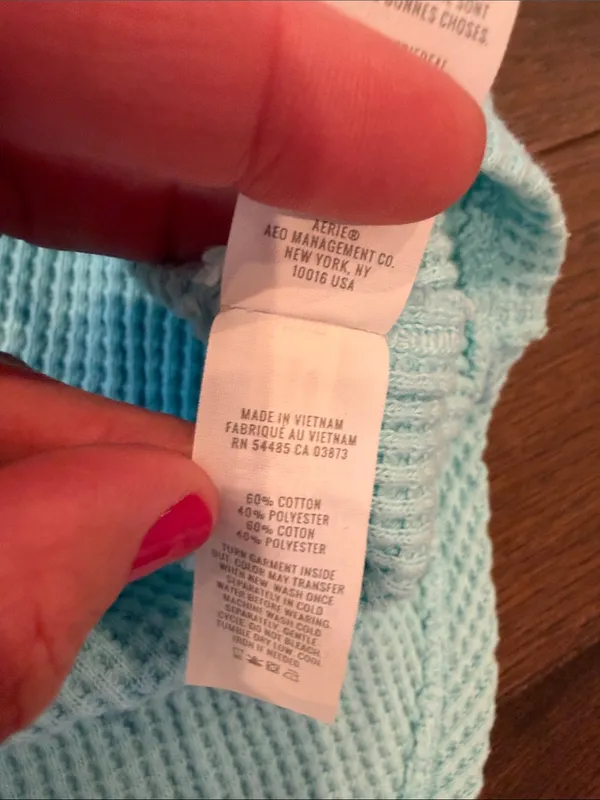 aerie Blue/Teal Waffle Henley Pullover Size XS - C72-011 - Image 7