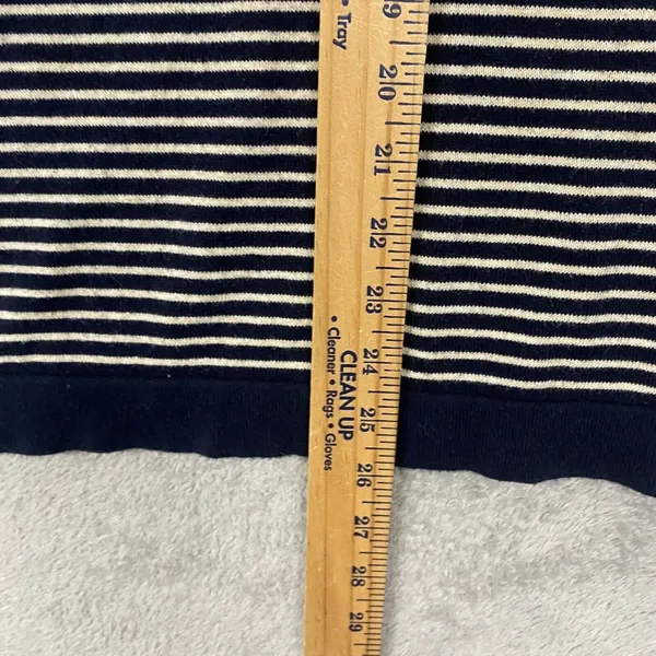 J Crew Sweater Womens Small Blue White Stripe Crew Cotton Pullover Nautical - Image 3