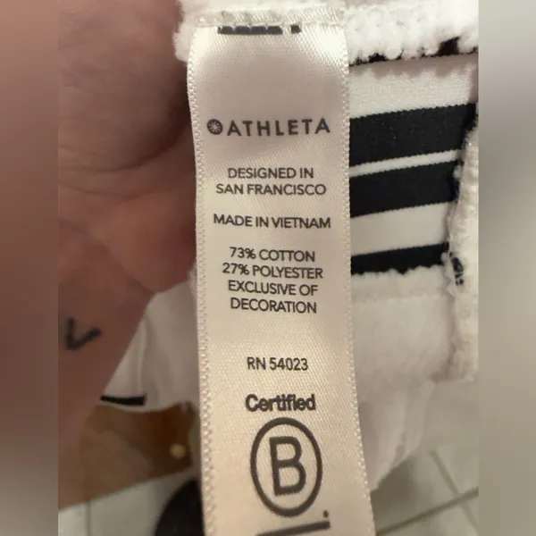 Athleta White 247 Stripe Crewneck Sweatshirt Size Small - Image 6