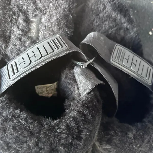 UGG Fluff Yeah Slide Slippers Women's Size 9 Black | Shearling Fur - Image 3