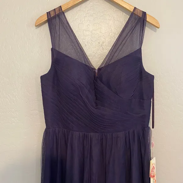 Unique Vintage Maxi Dress Sz 10 Formal Occasion Dark Plum Mesh Sweetheart - Image 2