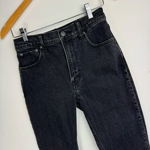 Abercrombie & Fitch Split Hem Jeans Sz 25 Black Denim Skinny High Rise - Image 7