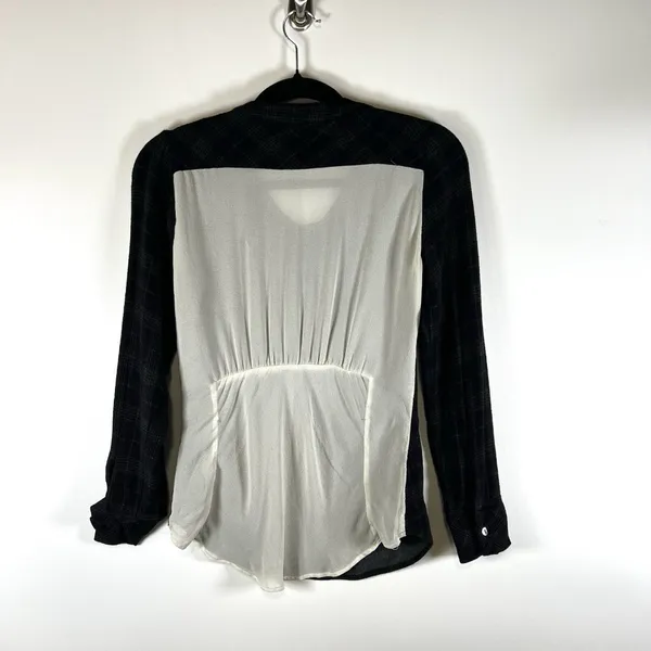 Ulla Johnson Women’s Size‎ 2 Plaid Popover Top Ruched Silk Back Designer - Image 5