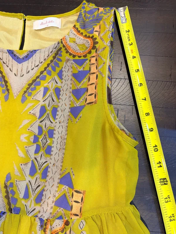 Altar’d State Paisley Boho Babydoll Dress Large Sleeveless Chartreuse Festival - Image 9