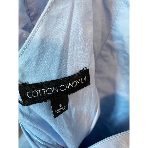 Cotton Candy LA Blue Open Back Bow Mini Dress Size Small - Image 4