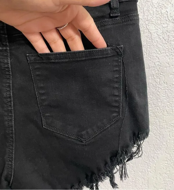 KanCan Womens Shorts Black Cutoffs Distressed Stretch Size 28 - Image 7