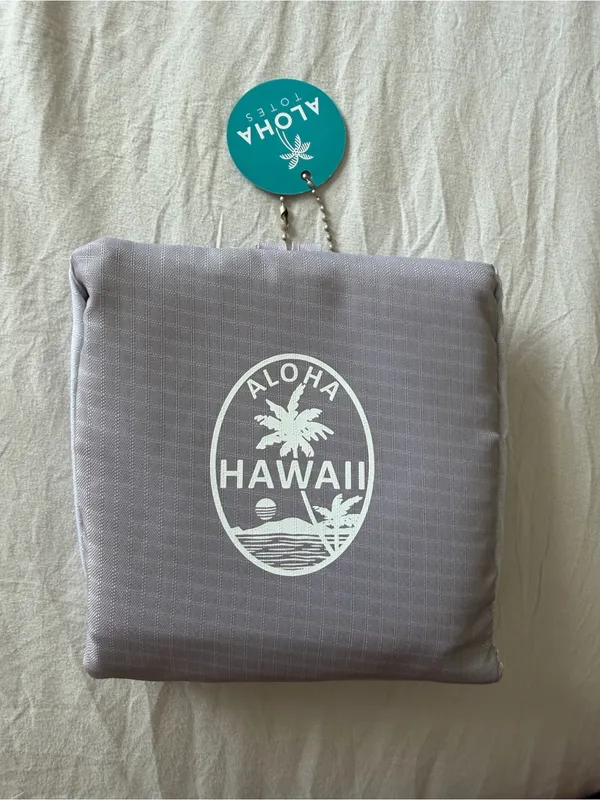 Aloha Hawaii Foldable 2‎ Tote Bag - Gray & Coral - Image 10