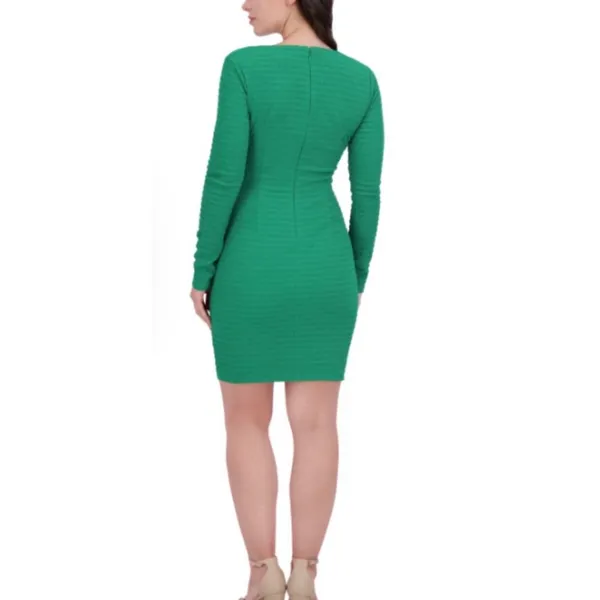 Siena Womens Green Textured Long Sleeve Surplice V-Neck Sheath Dress Size 10 NWT - Image 2
