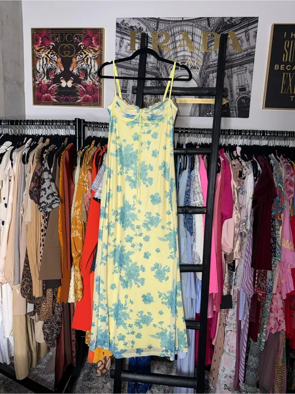Selfie Leslie Fortune Lace Trim Floral Mesh Midi Dress Womens XL EUC - Image 5