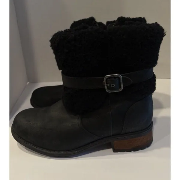 Ugg Blayre II Shearling Cuff Bootie Black Suede Size 8.5 - Image 3