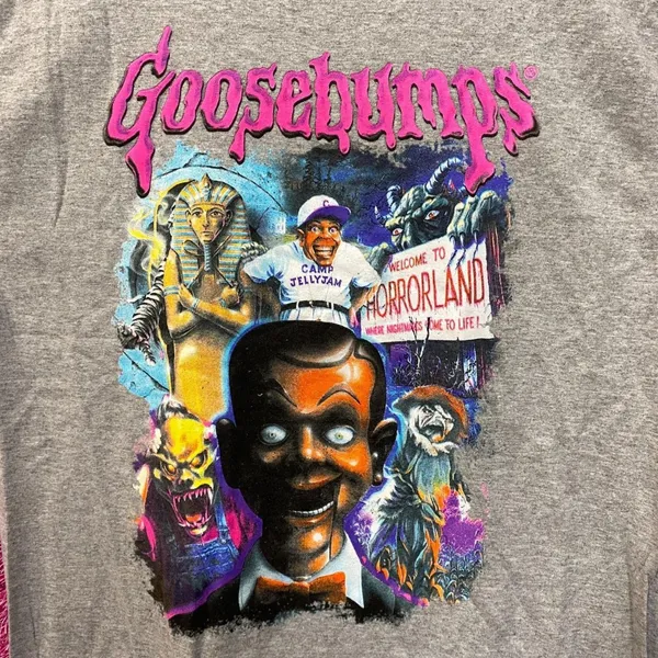Goosebumps RL Stine Horror Series Cover Art Collage Tee L - Image 2