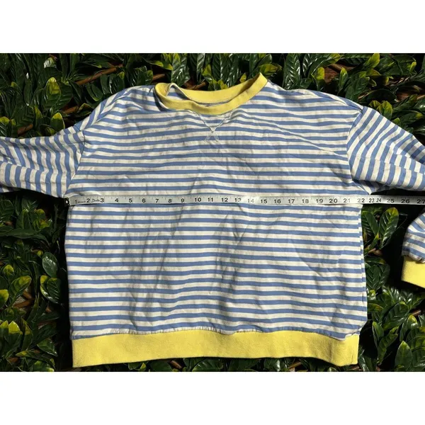 Blue White Striped Preppy Crewneck Size M - Image 4