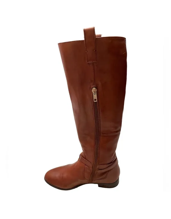 AVA & AIDEN All Leather Brown Zippered Knee High Fashion Riding Boots Sz 6 - Image 6