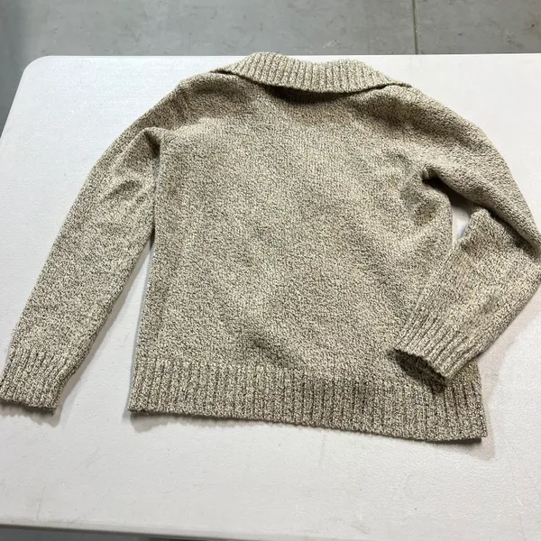 Tan Beige Marled Full Zip Up Knit Sweater Jacket XSmall EUC - Image 5