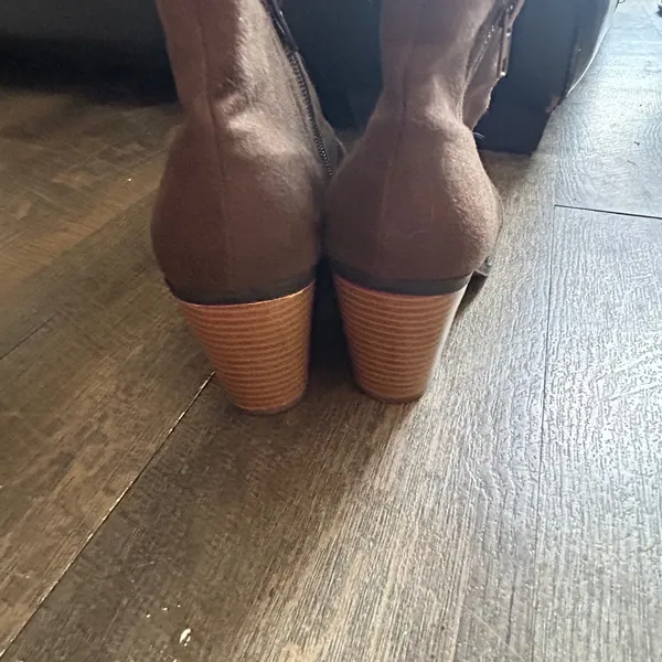 Womens Brown Faux Suede Slouchy Ankle‎ Boots Stacked Block Heel Size 8 - Image 7