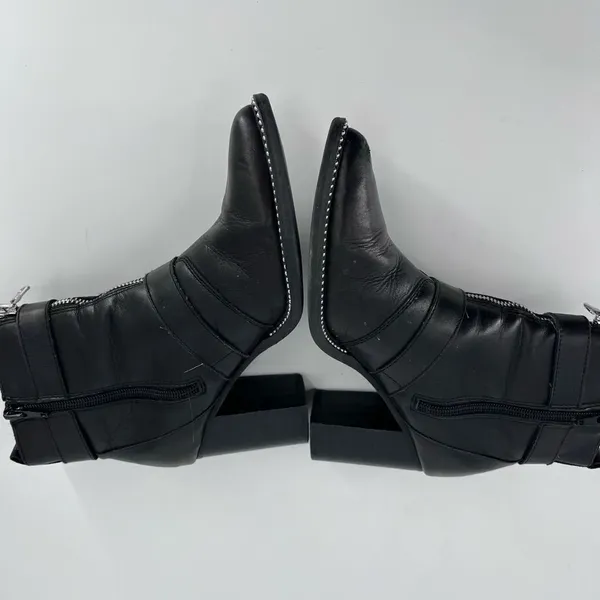 Steve Madden studded double‎ side zippers Ankle Booties Leather buckles size 7.5 - Image 4