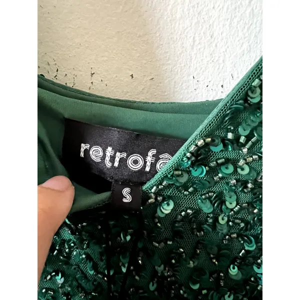 Retrofête Billie sequin-embellished midi dress Emerald Green Size S New - Image 8