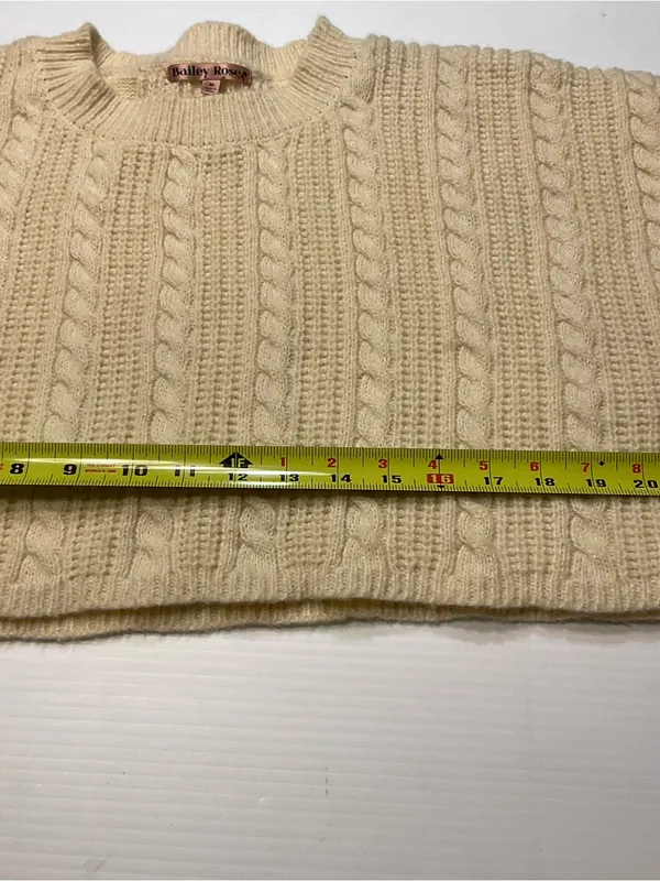 Bailey Rose Sweater Women Sz S Ivory Cable Knit Cropped Chunky Apres Ski - Image 4