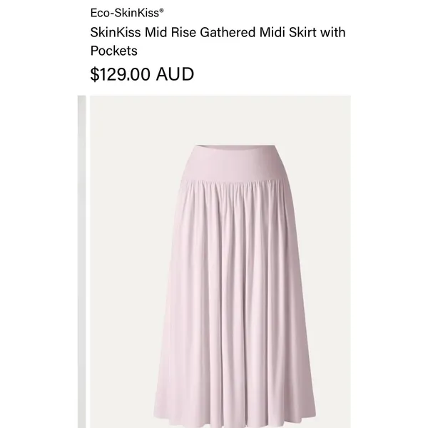 OGL Eco-SkinKiss Mid Rise Gathered Midi Skirt Pockets Primrose Pink XL - Image 2