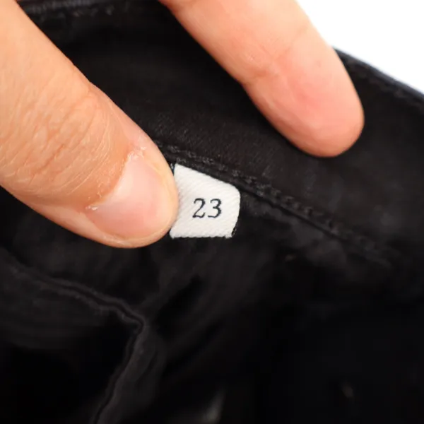 7 For All Mankind Black High Rise Flare Jeans Raw Hem Size 23 - Image 4