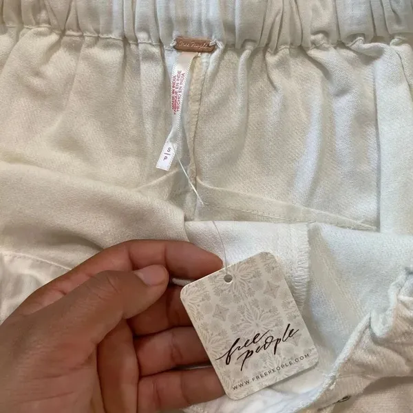 Free People White Drawstring Shorts Size S NWT Coastal Boho Summer - Image 6