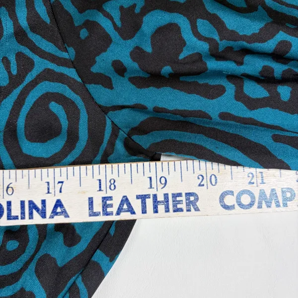 Venti6 LA Teal Abstract Swirl Ruched Mini Dress Long Sleeve Made in Italy S‎ - Image 5
