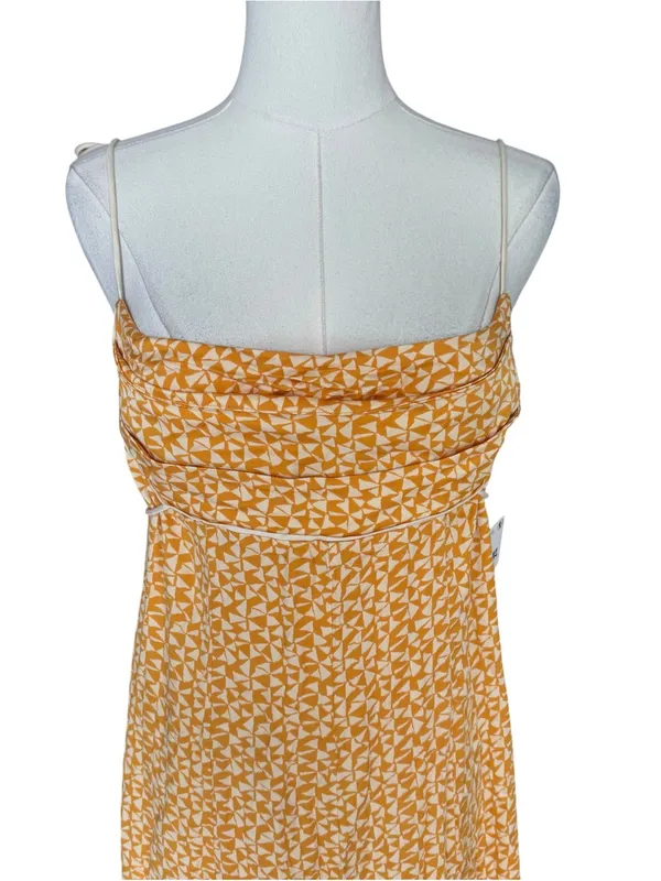 Free People - NWT Kai Mini Dress Yellow Geometric Print Tie Strap Sz L - Image 4