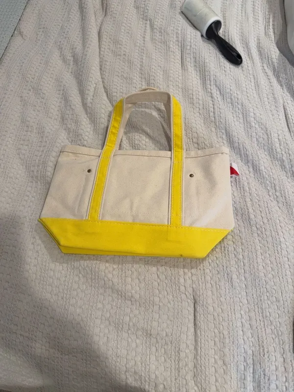 ShoreBags Canvas Boat Tote Bag with Crossbody Strap Yellow and Natural - Image 2